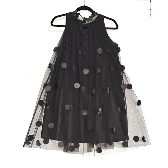 Gracia Women's Black Polka Dot Chiffon Sheer Sleeveless Mini Dress Size S  084 - Picture 10 of 12